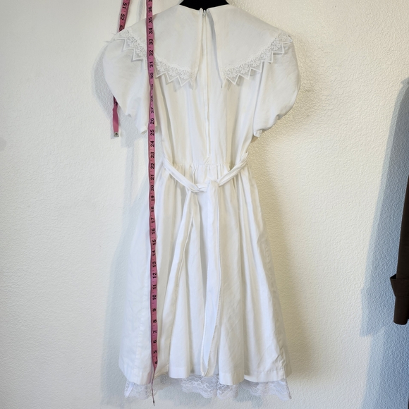 VINTAGE EASTER Spring FIRST COMMUNION British Yoke Collar Puff Sleeve Dress - Picture 8 of 8
